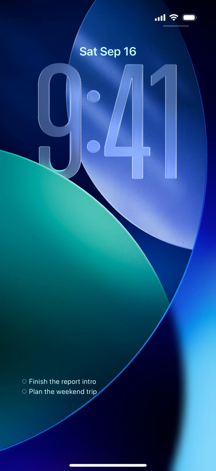 iPhone Lock Screen with the FocusDo widget showing the next two tasks
